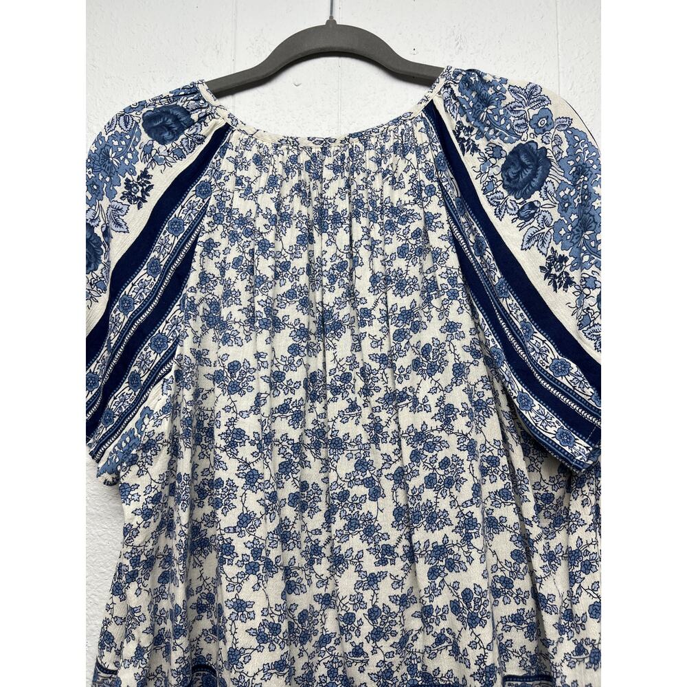 Lucky Brand Top Womens 2X Dark Floral Fairy Boho Tasseled Cotton Lightweight - Picture 7 of 12